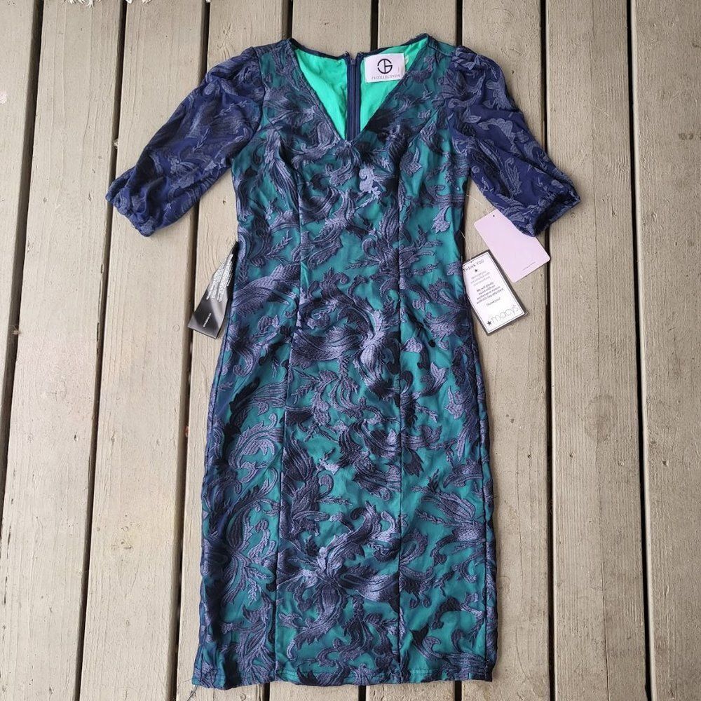 NWT JS Collections Embroidered‎ Celeste Cocktail Knee-Length Dress 2 Elegant